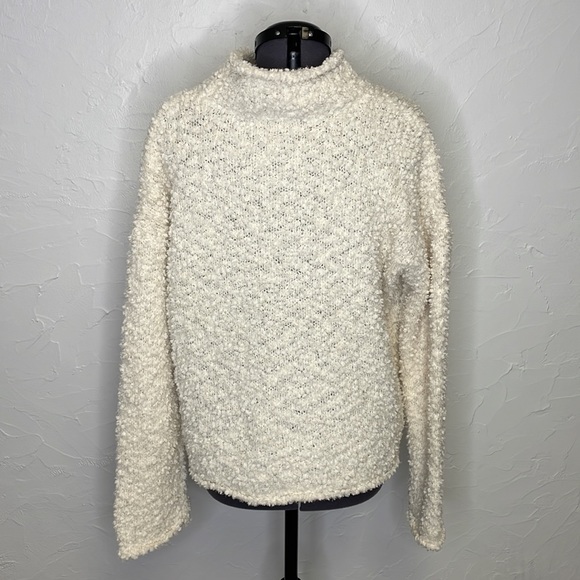 Pink Rose Ivory Soft Popcorn Cowl Neck Sweater - Picture 3 of 6